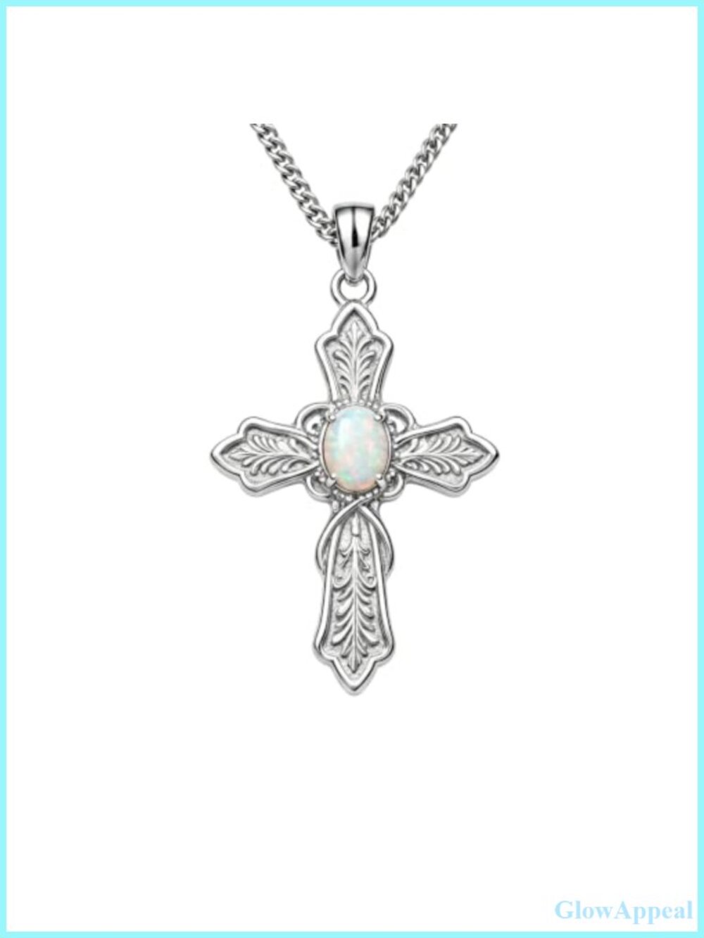 Sterling Silver Opal Cross Pendant Necklace Moissanite Dainty Jewelry Gift for